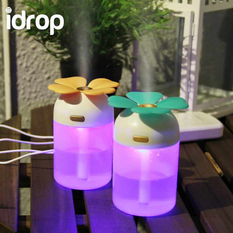 idrop LJH-004 Lucky Clover Colourful Light Ultrasonic USB Humidifiers Air Purifier Freshener Aroma Steam Diffuser 200ml [Randomly Send]