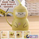idrop SUNPIO - 12 Oz Cute Gourd Design Ceramic Cup with Lid Cover and Straw