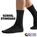 idrop BEST - Black School Standard Cotton Socks for Kids Children [ 1 Pair / 12 Pairs ] [ Size 19-26 / S-L ]