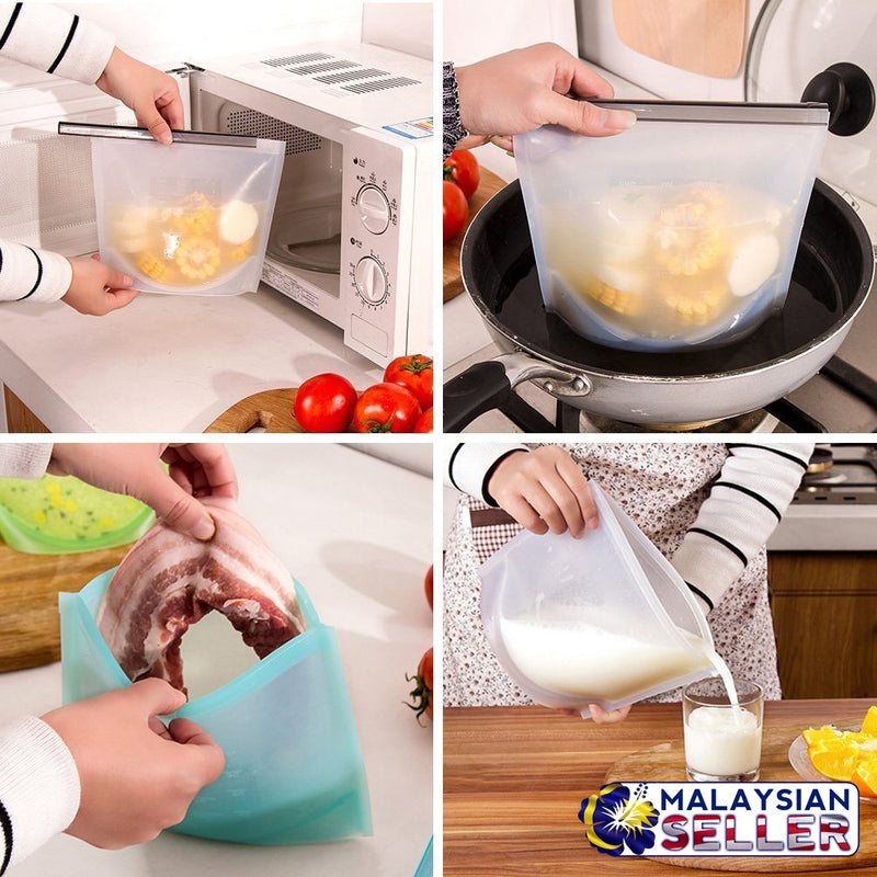 idrop Reusable Preservation Silicone Food Storage Bag Container for Freezer, Microwave, Vegetable, Meat, Snack