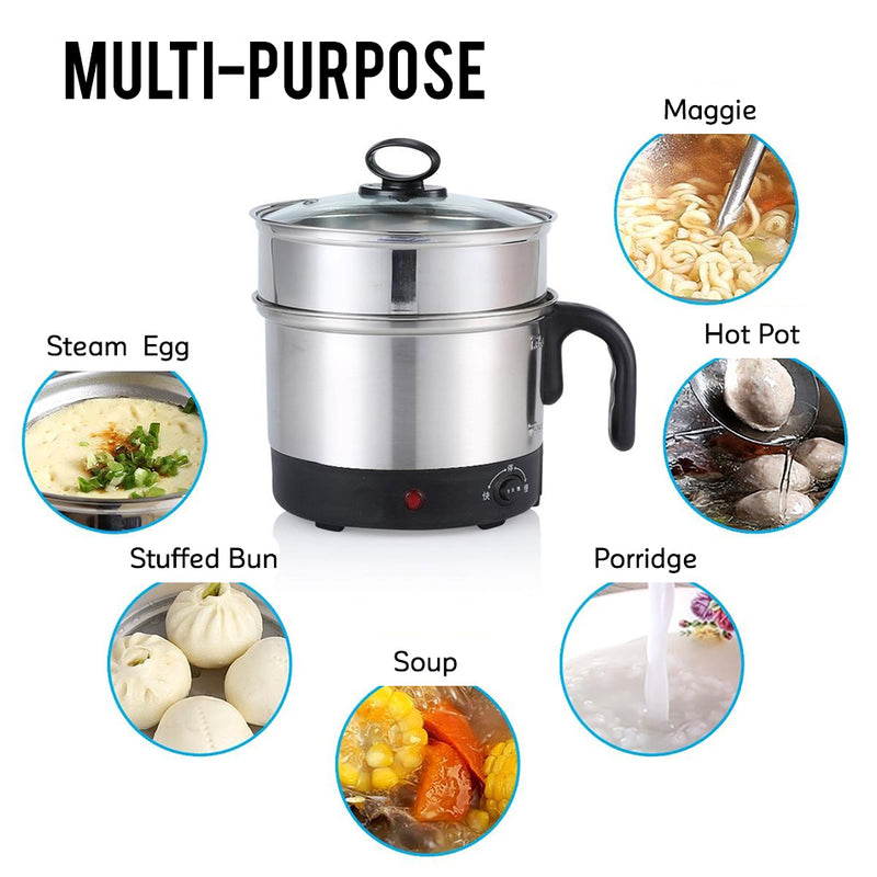 idrop 1.8L Multi-function Stainless Steel 2 Layer Electric Slow Cooker Pot