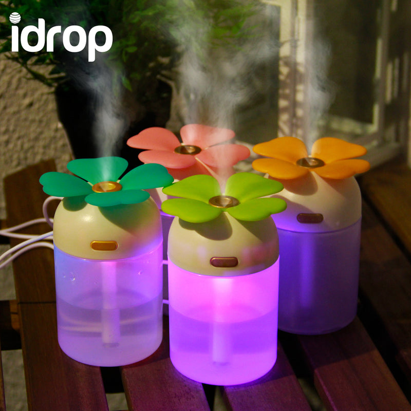 idrop LJH-004 Lucky Clover Colourful Light Ultrasonic USB Humidifiers Air Purifier Freshener Aroma Steam Diffuser 200ml [Randomly Send]
