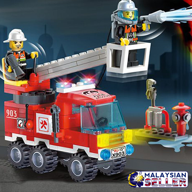 idrop 130 Pcs Fireman Fire Rescue Colorful Creative Building Block Toy Set For Kids Children