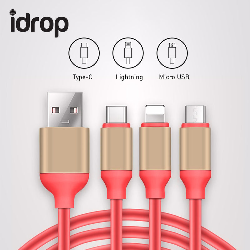 idrop 3 in1 Cables Type C Lightning Micro USB Cable