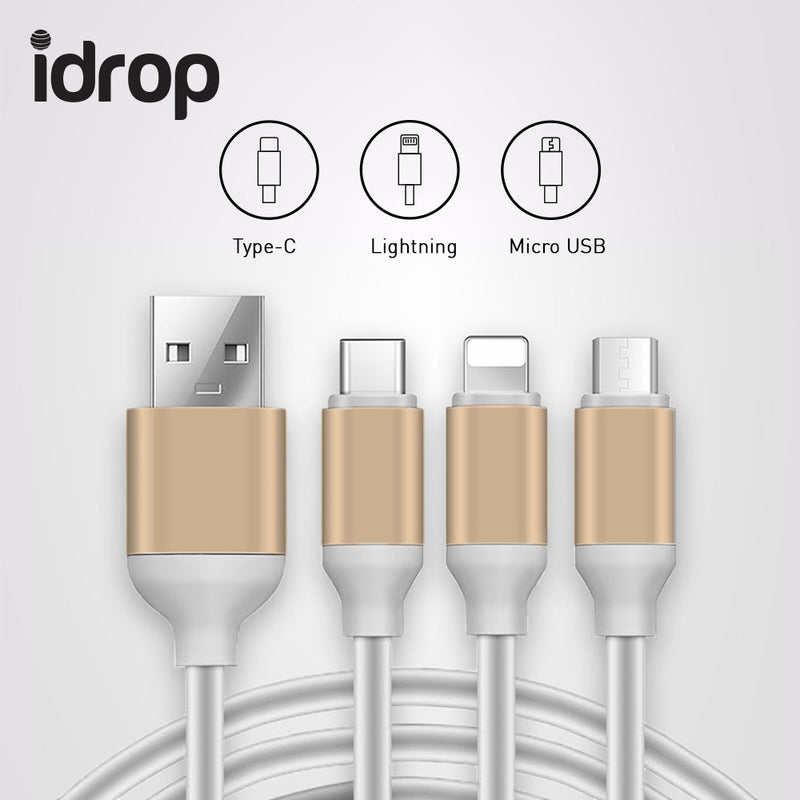 idrop 3 in1 Cables Type C Lightning Micro USB Cable