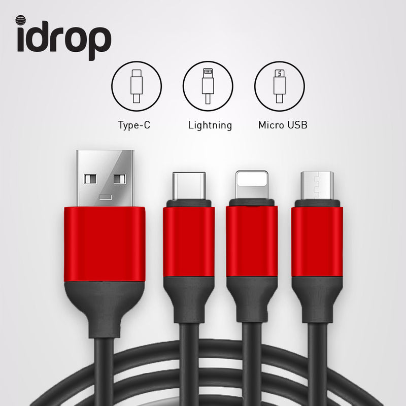 idrop 3 in1 Cables Type C Lightning Micro USB Cable