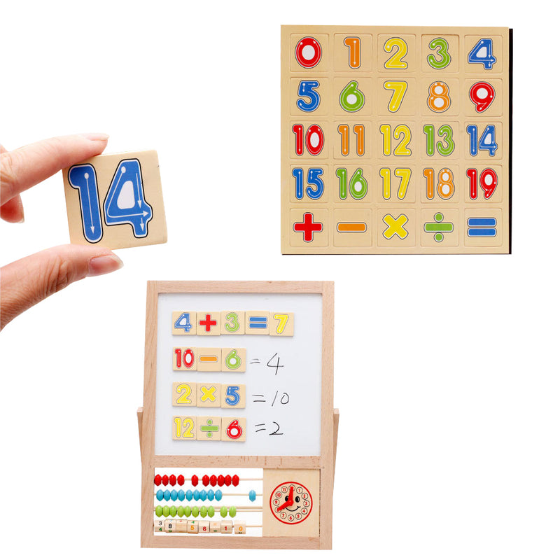 idrop Wooden Magnetic 2 Sided Educational Toy White Board With Sempoa Abacus Clock For Kids Children