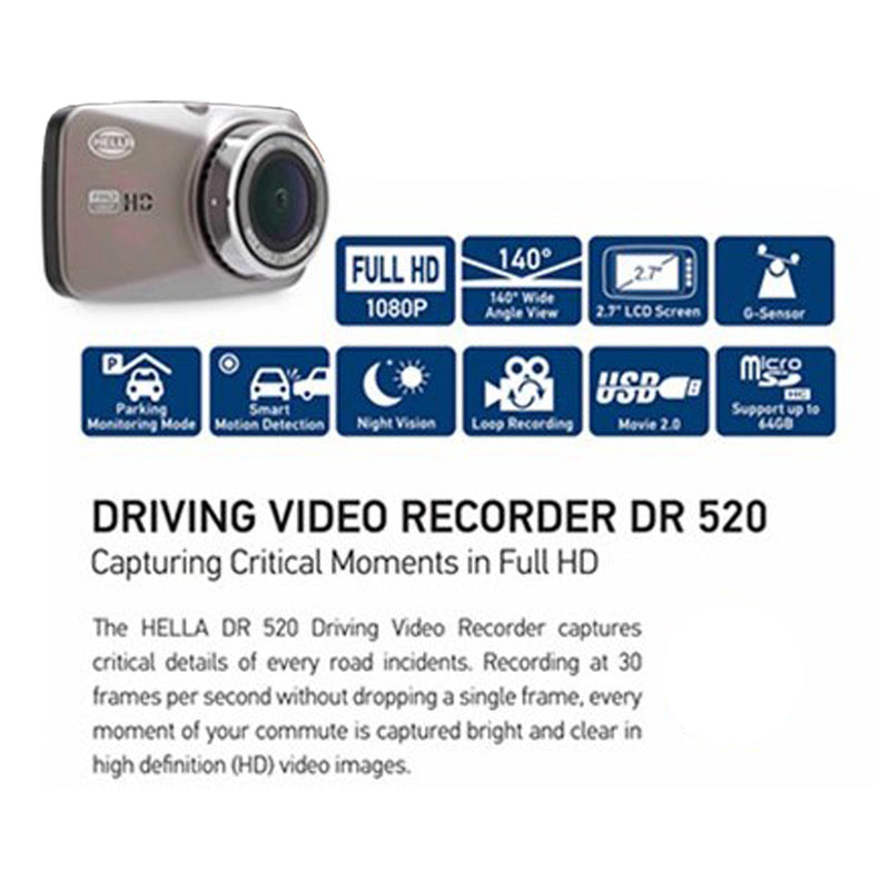 idrop HELLA - DR520 Full HD 1080P 2.7" LCD Display Car Video Recorder Camera DVR