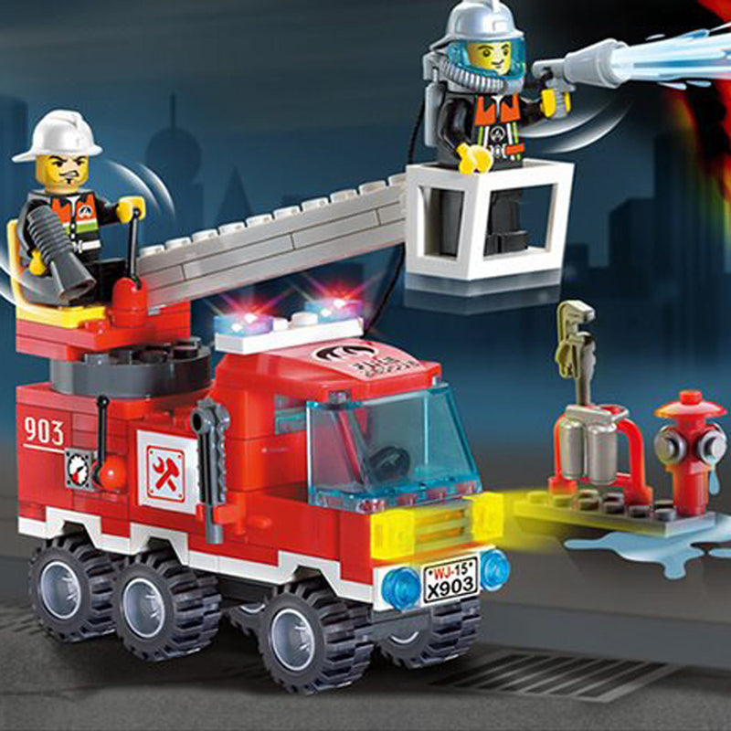 idrop 130 Pcs Fireman Fire Rescue Colorful Creative Building Block Toy Set For Kids Children