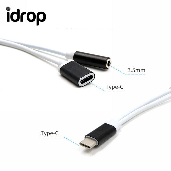 idrop 2 in 1 USB Type C to 3.5mm Microphone Headphone Adapter Audio Charging Cable Type C