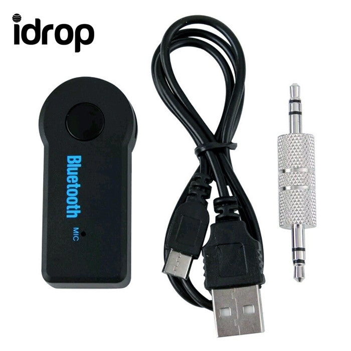 idrop Wireless Bluetooth 3.5mm AUX Audio Stereo Music Home Car Receiver Adapter Mic