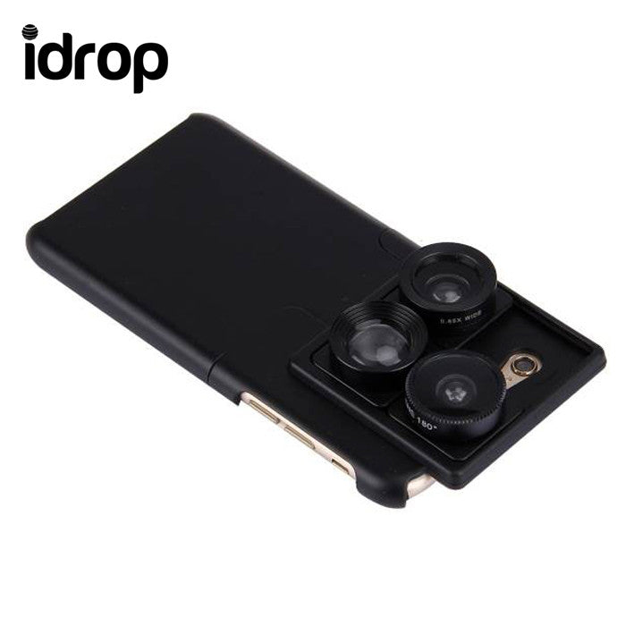idrop 4 in 1 0.65X Wide Angle & 180 Degree Fish Eye Lens & 2X iZiZ Telephoto Lens & Phone Case Camera Lens Phone Case for iphone 6 / 6s / 6P / 6SP