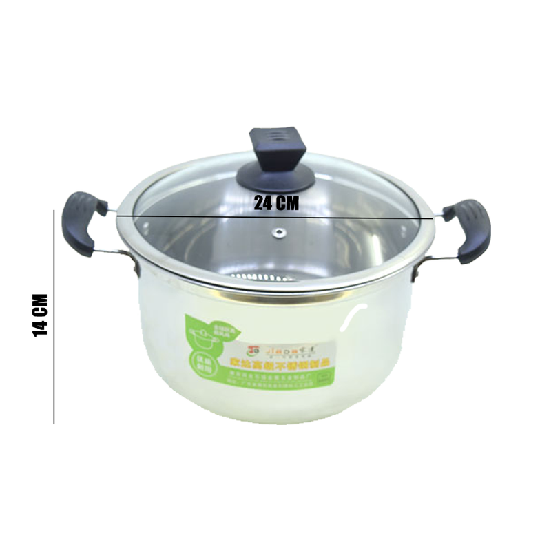 idrop 24 cm Double Ear Single Handle Stainless Steel Stock Pot