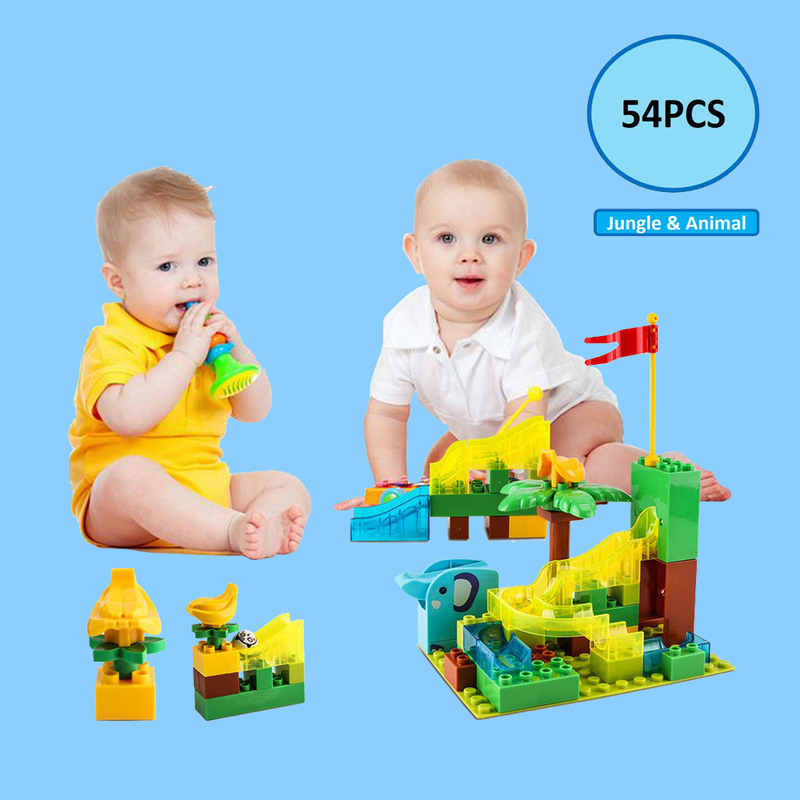 idrop High Quality Colorful Marble Run Building Blocks Construction Puzzle Race Track Jungle & Animal Set Toys for Kids Children