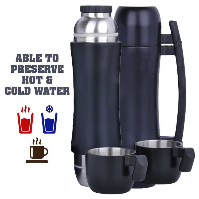 idrop 500 ml Stainless Steel Double Cup Big Handle Vacuum Thermal Flask