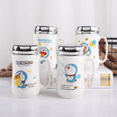 idrop MYCUP - 450 ml Cute Doraemon Design Ceramic Cup with Stainless Steel Lid Cover and Handle
