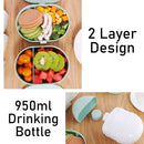 idrop 2 Layer Creative Portable Lunch Box with Drinking Bottle [ 950ml ]