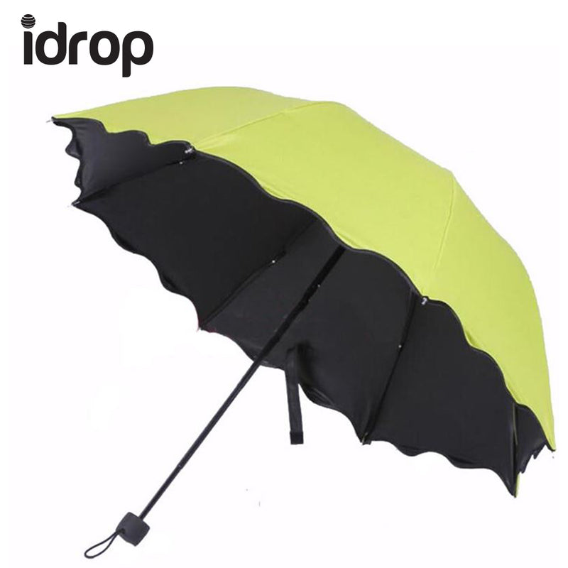 idrop Colorful Black Glue Anti-UV Sunscreen Umbrella with Blossom in Rain Folding Sunshade Umbrella [Send by randomly color]