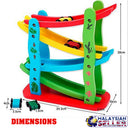 idrop 4-Level Wooden Ramp Racer Miniature Speeding Car Toy Set