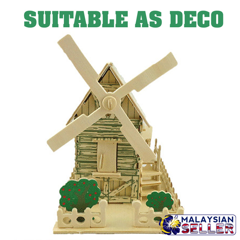 idrop 3D Wooden Plywood Puzzle Windmill House Construction Model [ DJ125