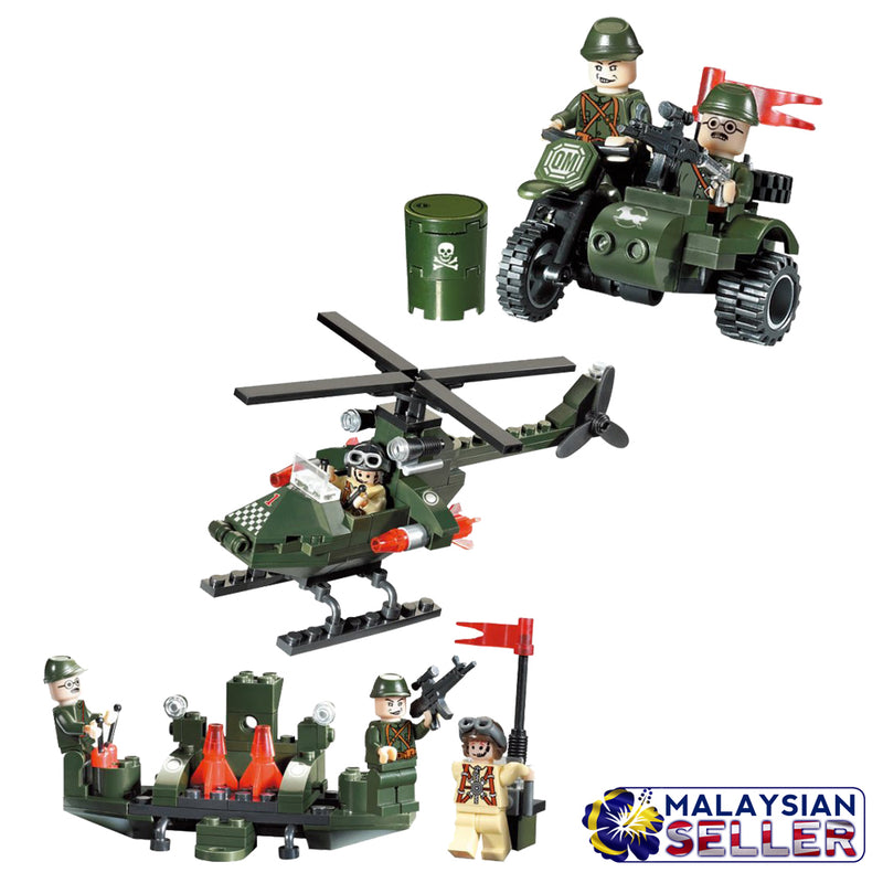 idrop 119 Pcs Helicopter Heli Warfare Green Creative Building Block Toy Set For Kids Children