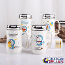 idrop MYCUP - 450 ml Cute Doraemon Design Ceramic Cup with Stainless Steel Lid Cover and Handle