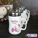 idrop MYCUP - 450 ml Hello Kitty Design Ceramic Cup with Stainless Steel Lid Cover and Handle