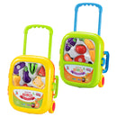 idrop Cutting Fruit Vegetable Veggies Toys Pretend Play Toy Set With Trolley For Kids Children