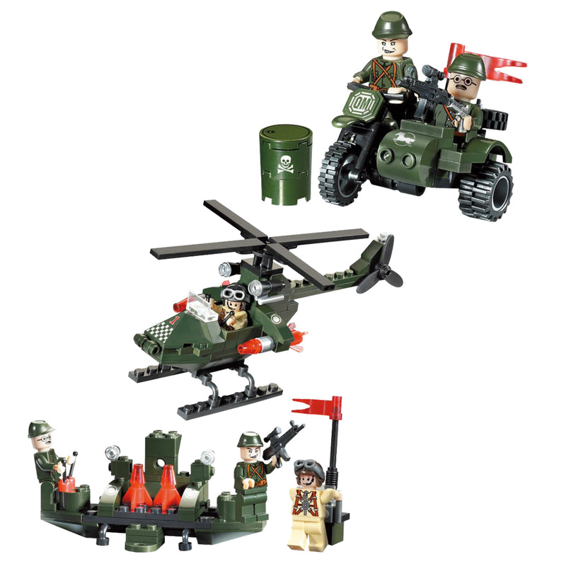 idrop 119 Pcs Helicopter Heli Warfare Green Creative Building Block Toy Set For Kids Children