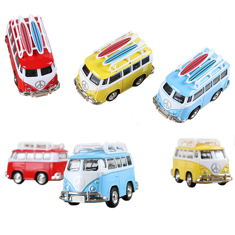 idrop Volkswagen Minivan Surfboard Car Miniature Handcrafted Metallic Collectibles Display Toy