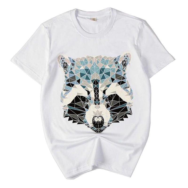 idrop TOLLO - Geometrical Tanuki Raccoon Painted Sukajan T-Shirt Japanese Street Fashion