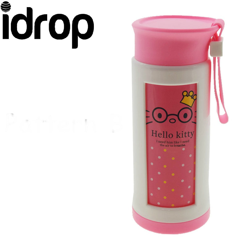 Idrop 300ML Two Layer Glass Bottle With Cartoon Plastic Cover [Send by randomly design]