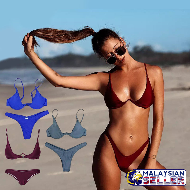 idrop Underwire Padded Bikini [ Blue / Grey / Red ]