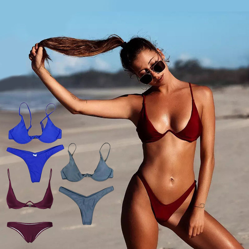 idrop Underwire Padded Bikini [ Blue / Grey / Red ]