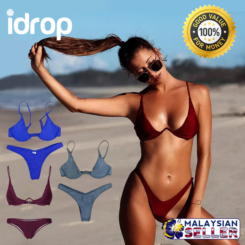 idrop Underwire Padded Bikini [ Blue / Grey / Red ]