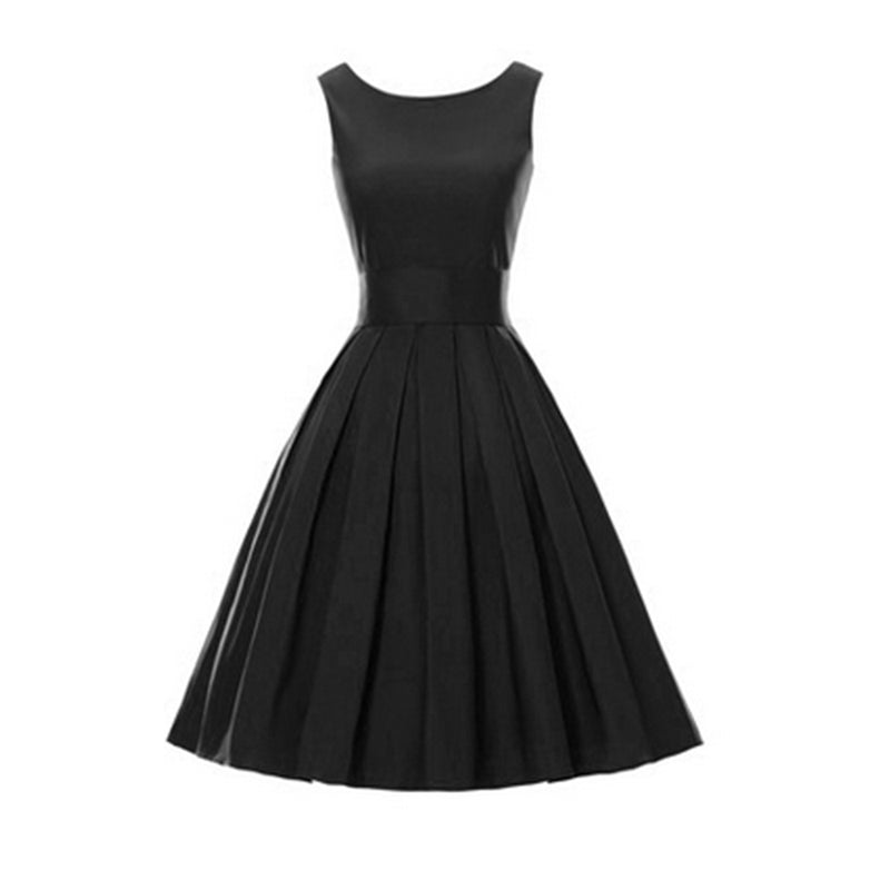 idrop Sleeveless Flare Dress [ Green / Blue / Red / Black ]