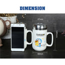 idrop MYCUP - 450 ml Cute Doraemon Design Ceramic Cup with Stainless Steel Lid Cover and Handle