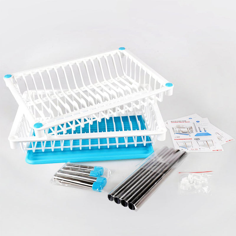 idrop Multifunction Double Deck Kitchen Draining Rack Shelf Plates Holder