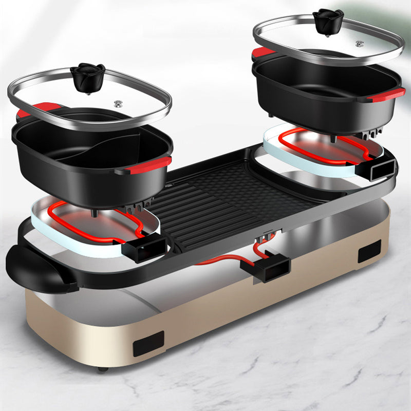 idrop Multipurpose Non-Stick Electric Barbecue BBQ Grill with Double Roast Hot Pot