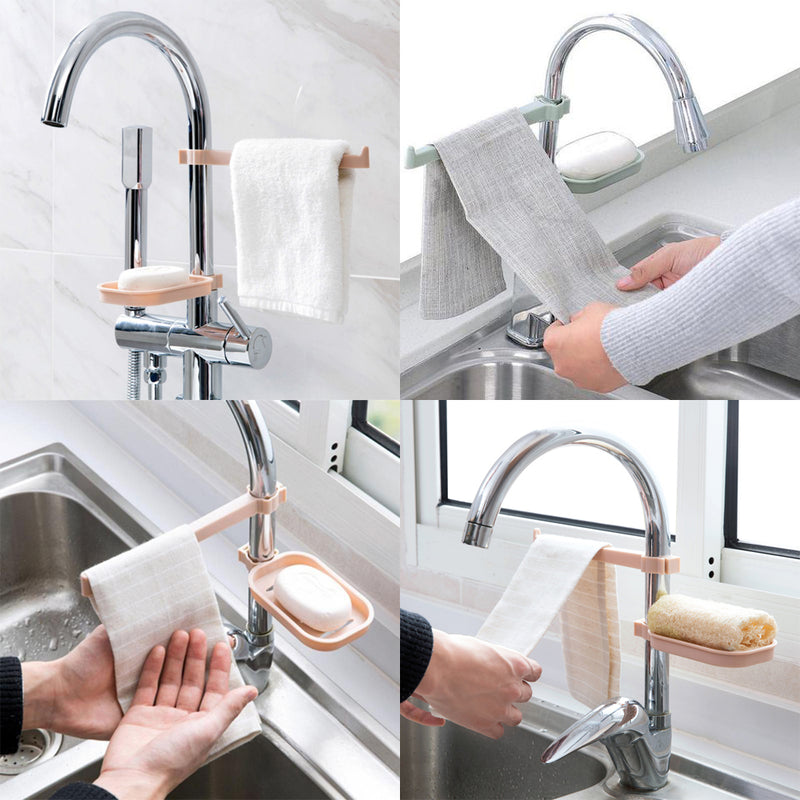 idrop 2 in 1 Adjustable Clip Kitchen Sink Sponge Drain Hanging Storage Rack Cloth Hanger