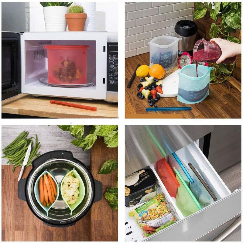idrop Reusable Preservation Silicone Food Storage Bag Container for Freezer, Microwave, Vegetable, Meat, Snack