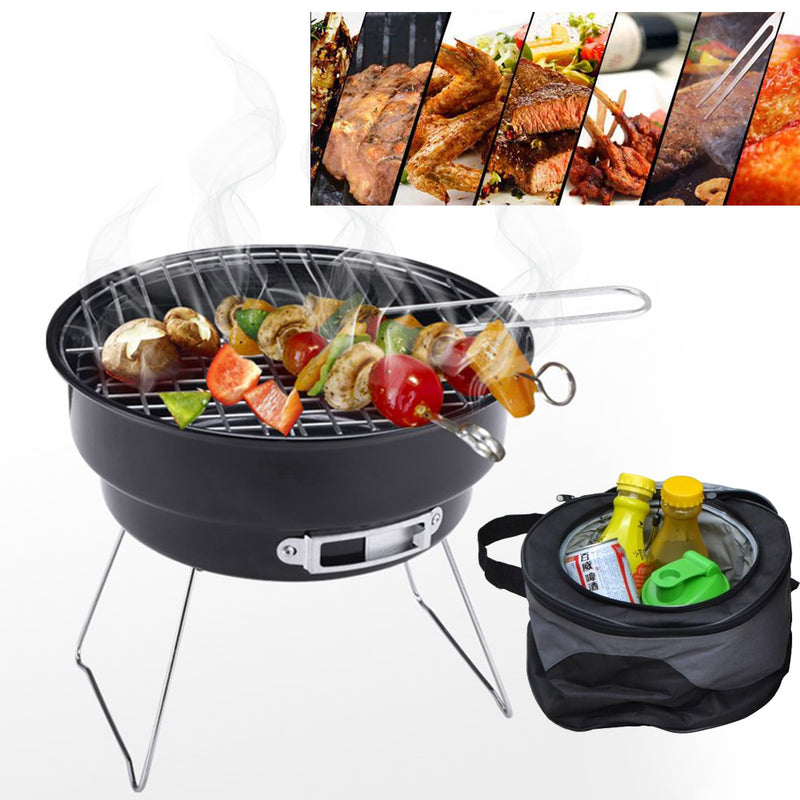 idrop Stainless Steel Outdoor Household BBQ Portable Charcoal Hammer Portable BBQ Grill with Shoulder Isothermal Bags