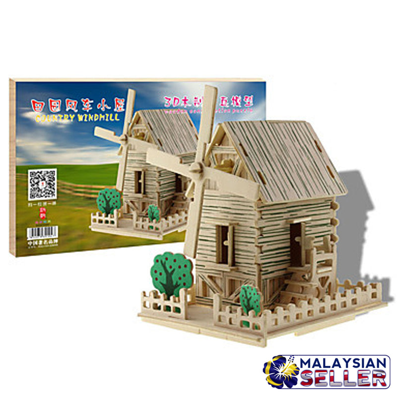idrop 3D Wooden Plywood Puzzle Windmill House Construction Model [ DJ125