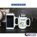 idrop MYCUP - 450 ml Cute Doraemon Design Ceramic Cup with Stainless Steel Lid Cover and Handle