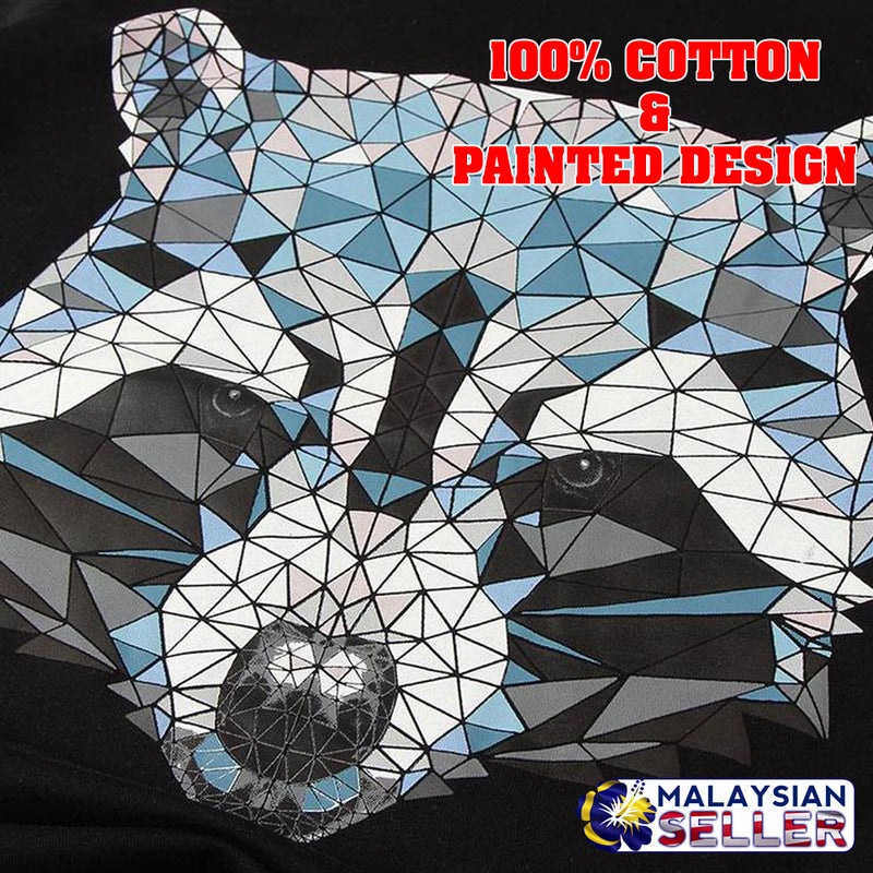 idrop TOLLO - Geometrical Tanuki Raccoon Painted Sukajan T-Shirt Japanese Street Fashion