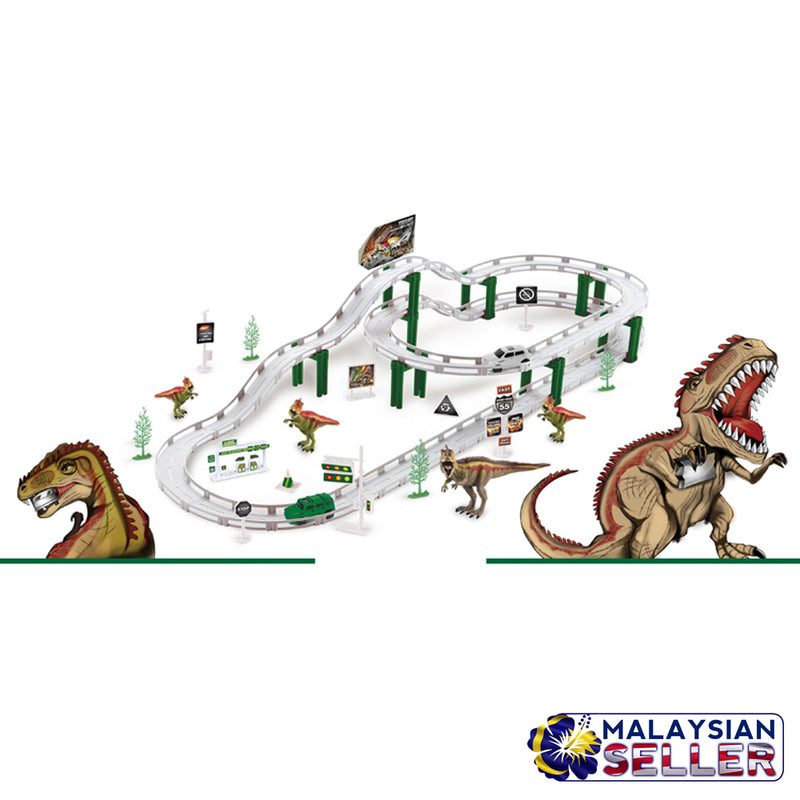 idrop 53 Pcs Rail Track Toy Building Block Dinosaur World Set For Kids Children