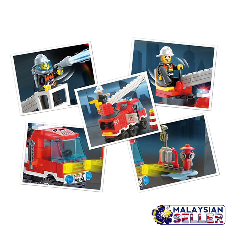 idrop 130 Pcs Fireman Fire Rescue Colorful Creative Building Block Toy Set For Kids Children