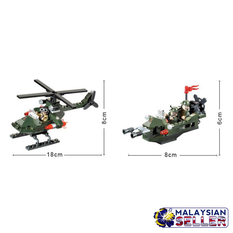 idrop 119 Pcs Helicopter Heli Warfare Green Creative Building Block Toy Set For Kids Children