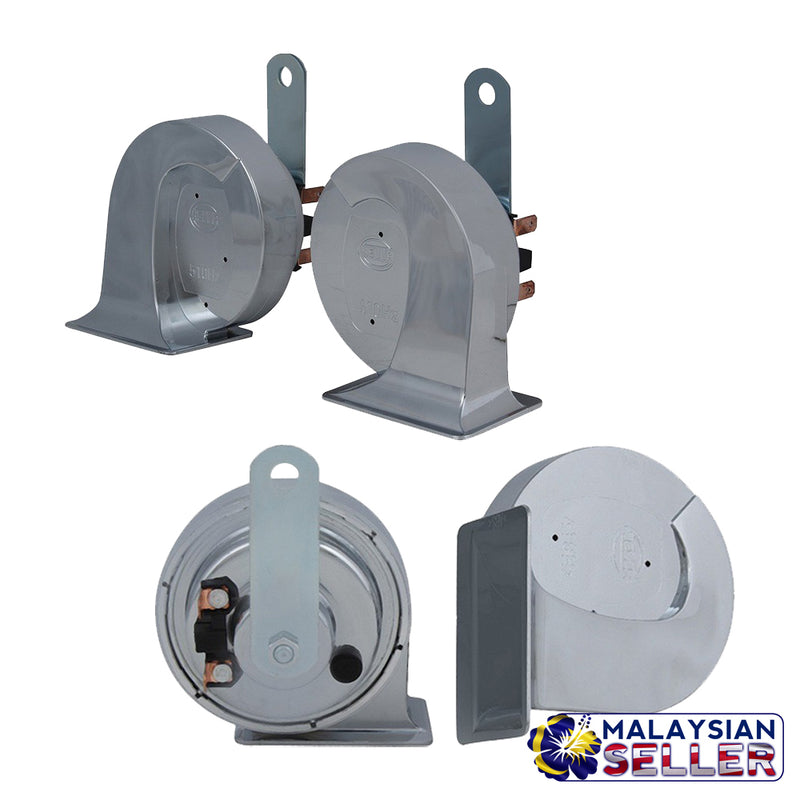 idrop HELLA - Chrome Twin Tone 12V Style Range Car Vehicle Horn Set
