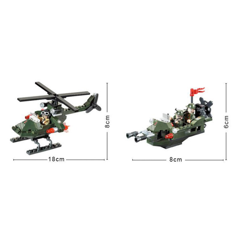 idrop 119 Pcs Helicopter Heli Warfare Green Creative Building Block Toy Set For Kids Children